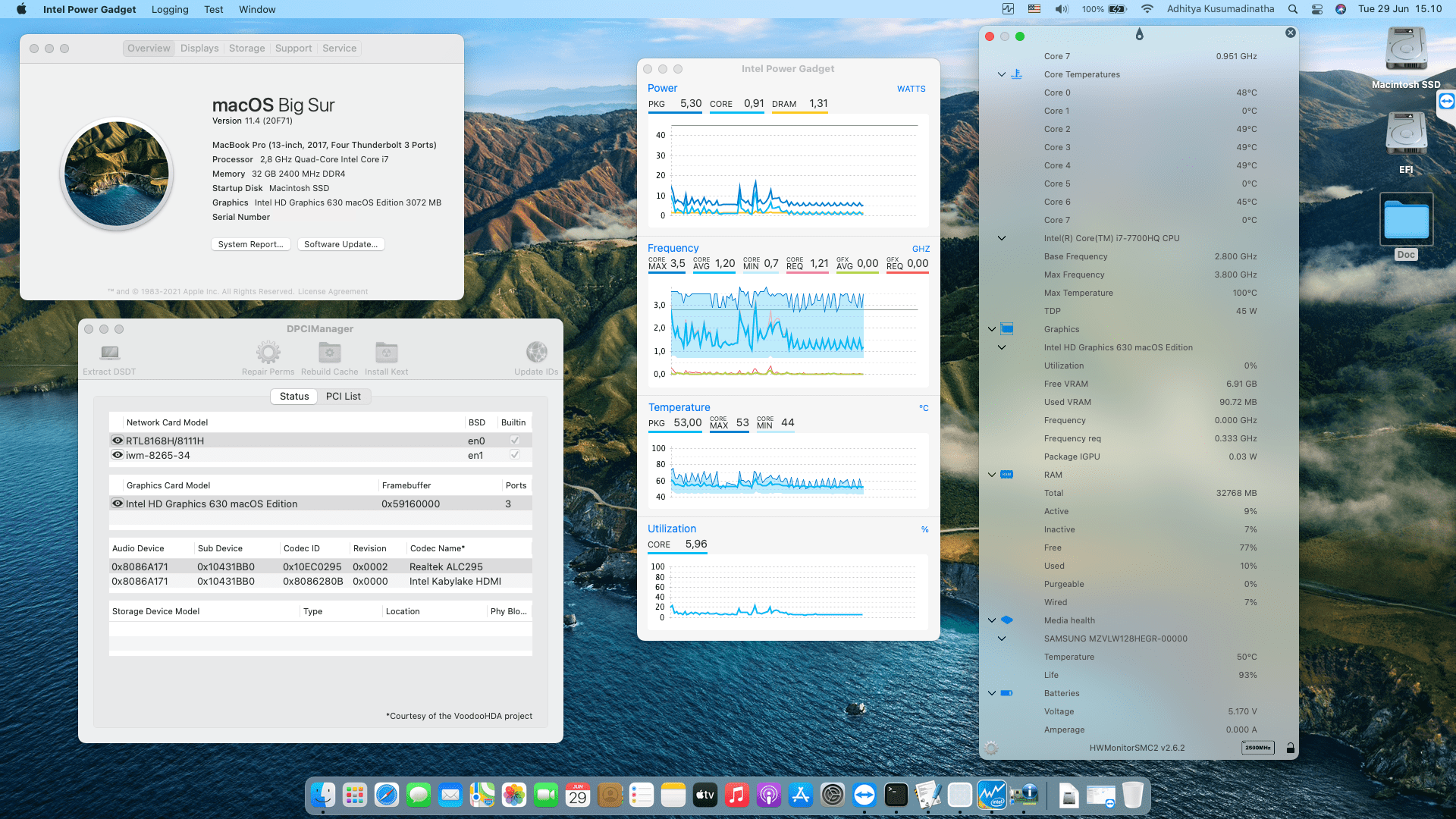 Success Hackintosh macOS Big Sur 11.4 Build 20F71 at Asus ROG GL503VD-ED295T